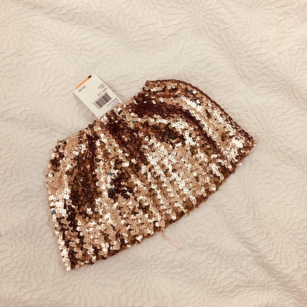 Nordstrom Bandeau Crop Top Small Rose Gold Sequins